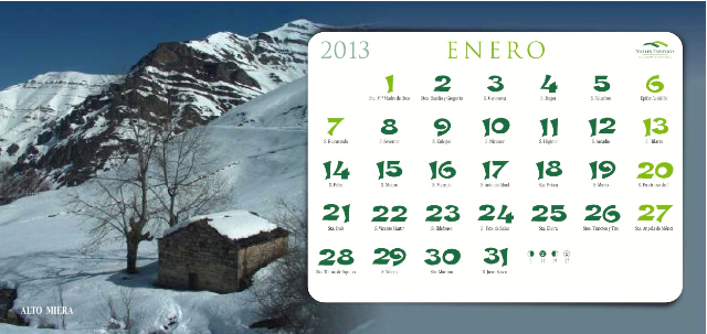 Calendario enero 2013